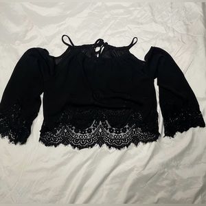 Black lace see through top